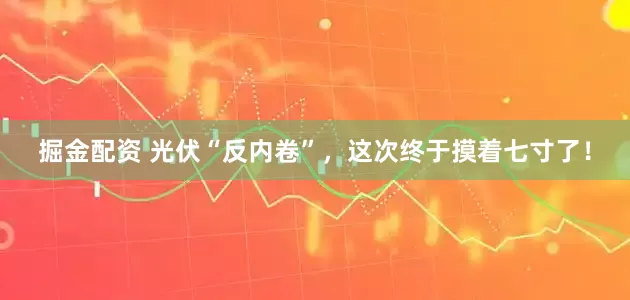 掘金配资 光伏“反内卷”，这次终于摸着七寸了！