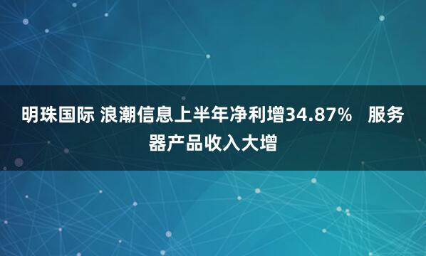 明珠国际 浪潮信息上半年净利增34.87%   服务器产品收入大增
